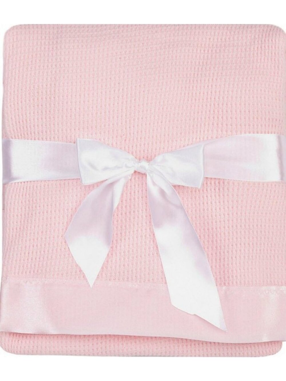 Cozy Pink Thermal Waffle Weave Baby Blanket with Soft Satin Trim - Perfect Gift!